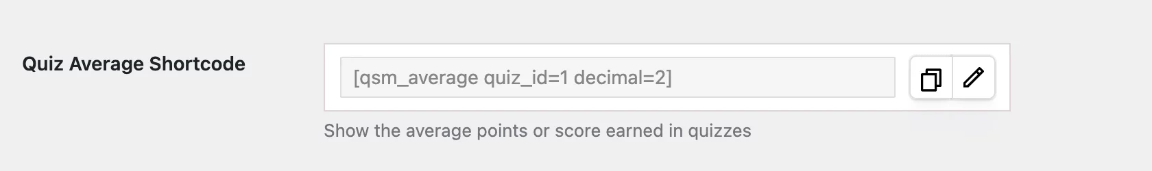 Quiz Average Shortcode